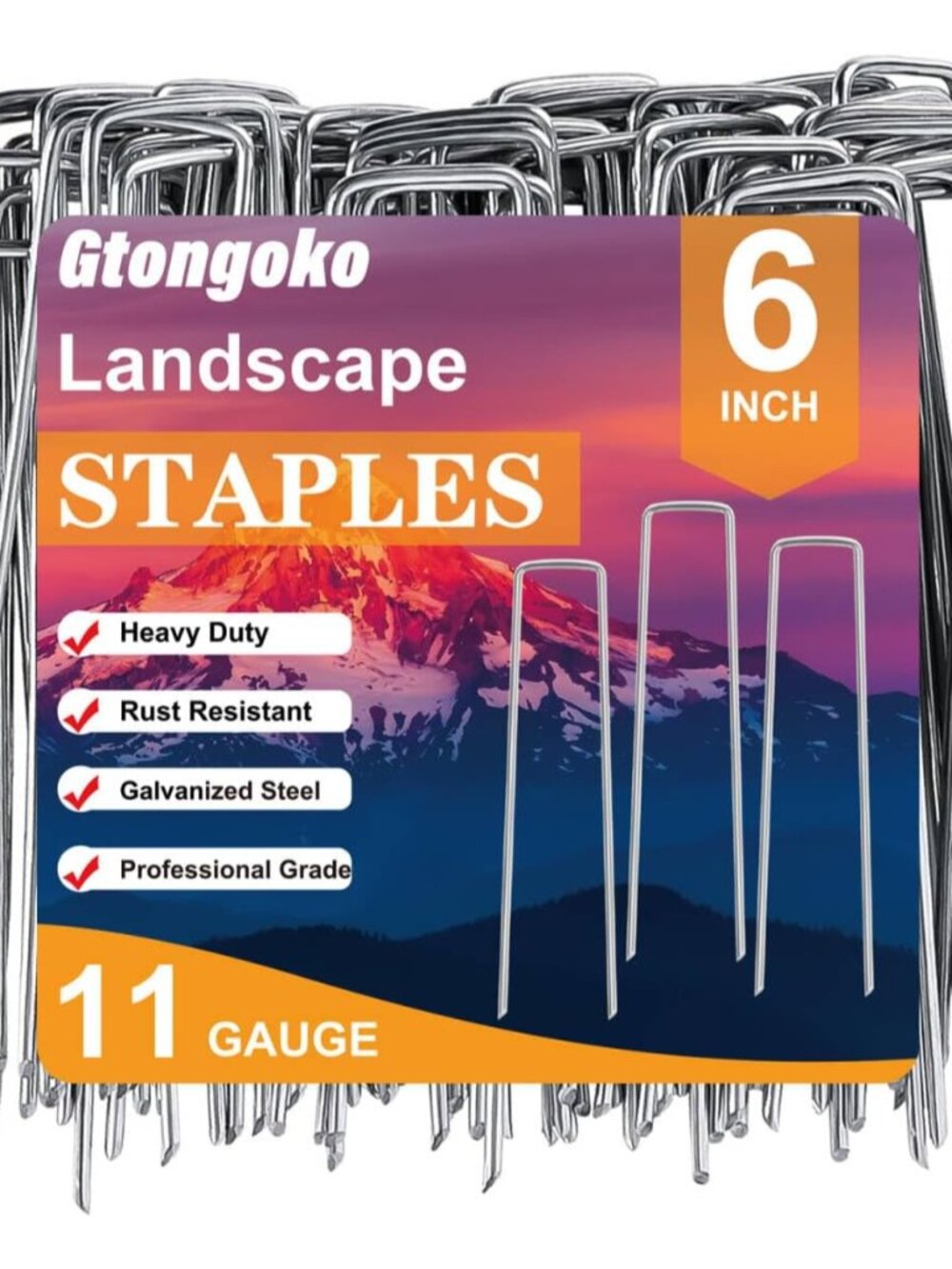 50 Pack Galvanized Landscape Staples, Garden Stakes, Tent Stakes, Plant Cover St